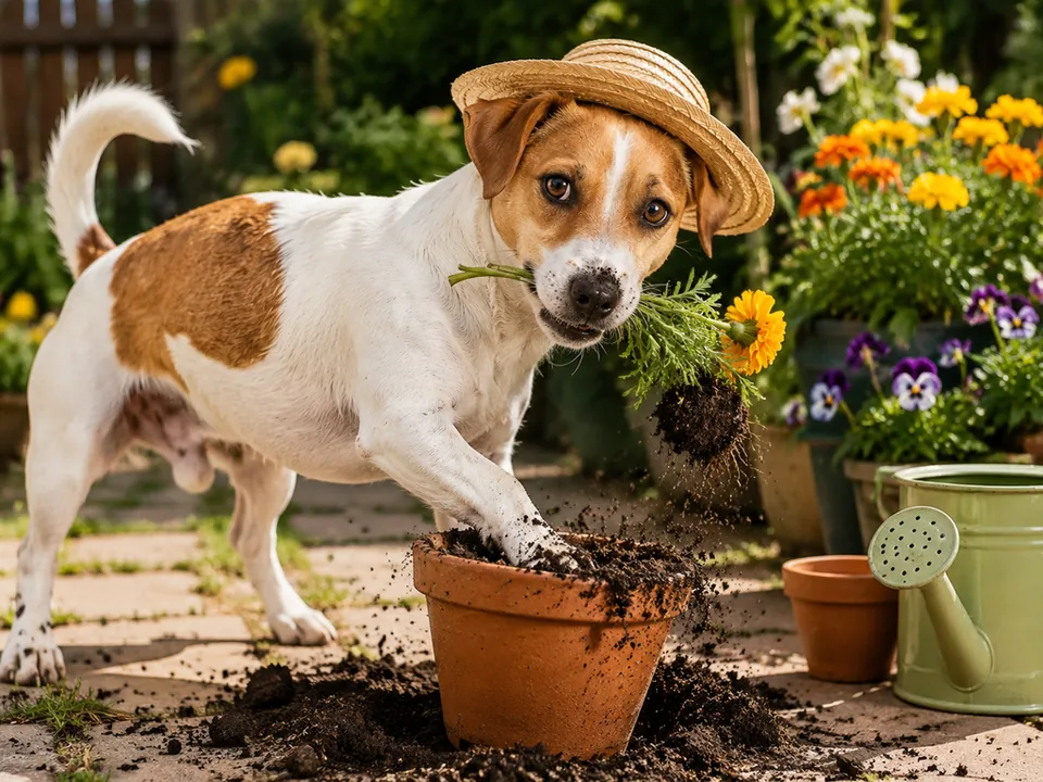 Louie in On the job, March: Gardener: helping a little too much
