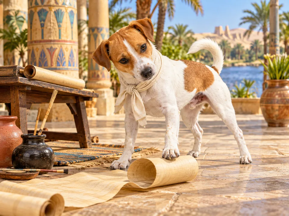 Louie in Through the ages, January: Ancient Egypt: the runaway papyrus