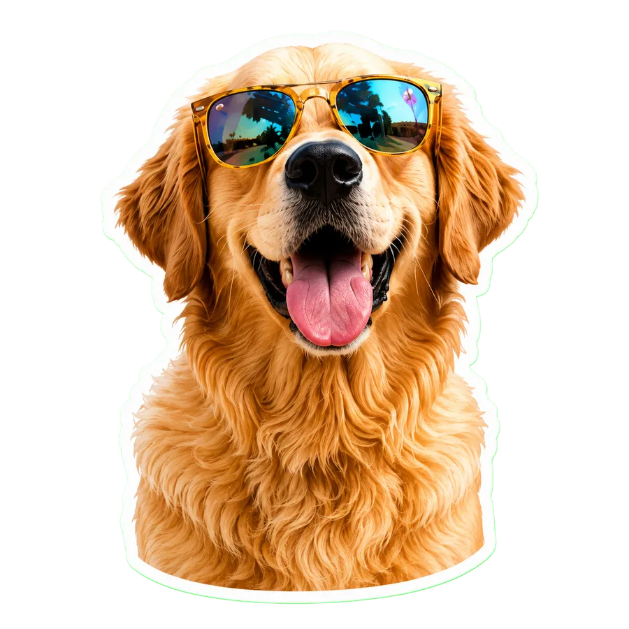 Golden retriever wearing sunglasses